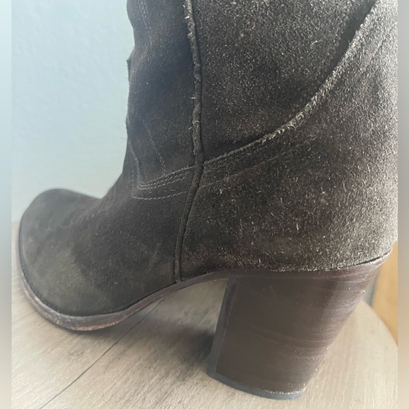 Frye Olive Suede Heeled Pull-On Cowboy Boots - Picture 9 of 15